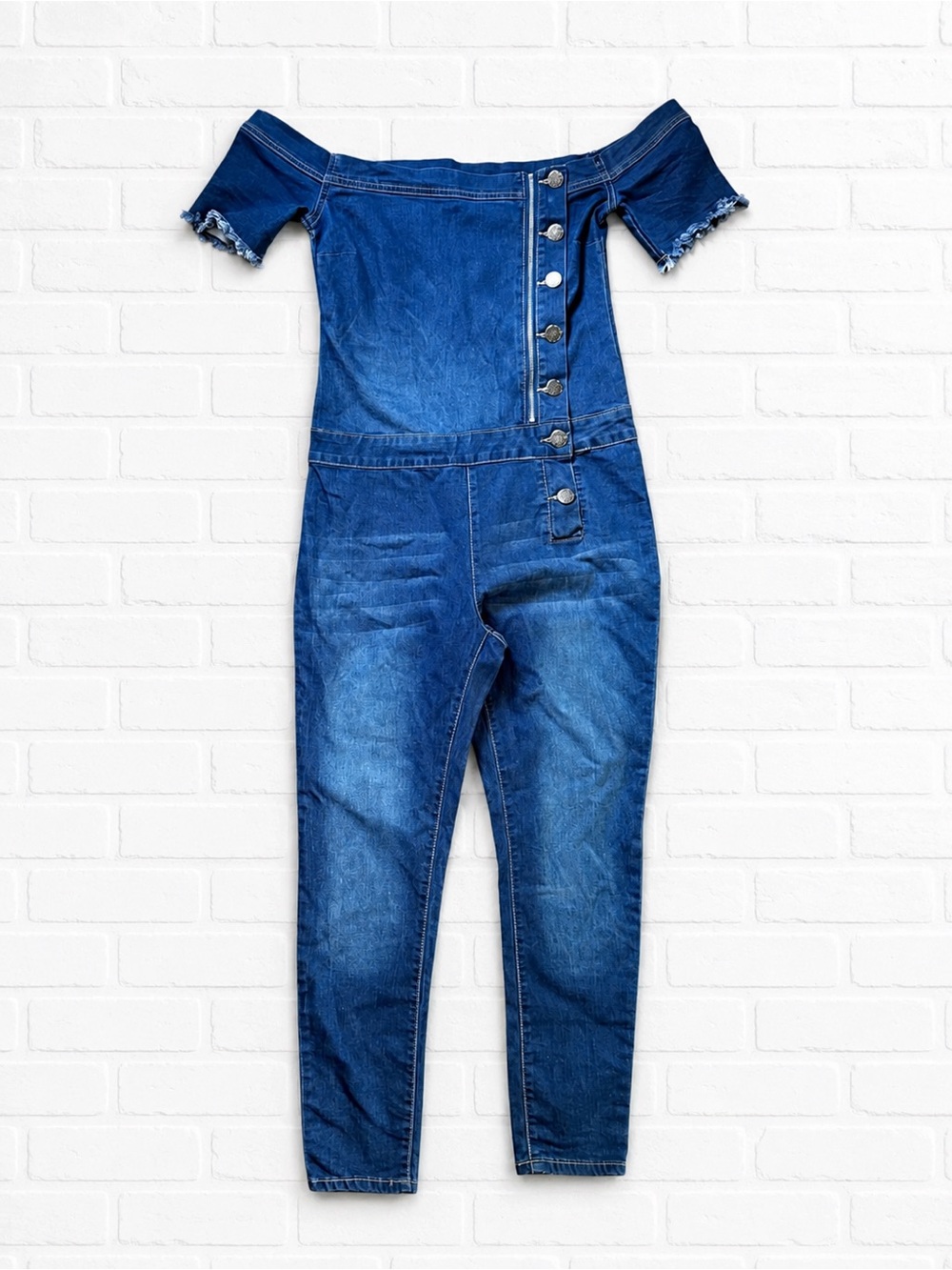 VIP Jeans Off-the-Shoulder Denim Jumpsuit | Size 11/12